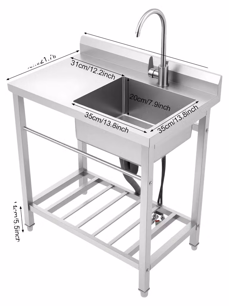 Lavello da cucina, acciaio inox, design indipendente, argento