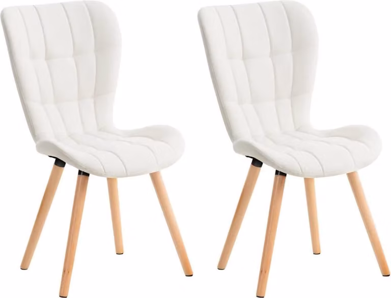 set di 2 sedie da pranzo, sedie da pranzo, imbottitura confortevole, look moderno, colore: bianco | materiale: Pelle finta