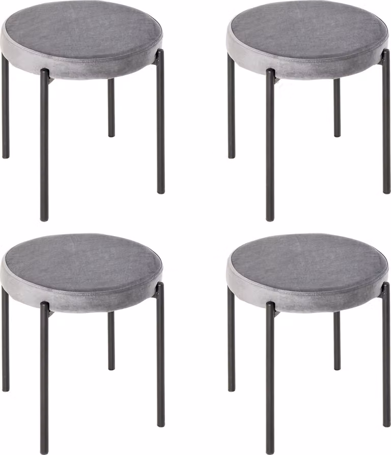 Fortuna Lai Set di 4 sgabelli da sala da pranzo impilabili Sedia da cucina con seduta imbottita in velluto, metallo grigio, ideale per cucina e sala da pranzo 41,5 x 41,5 x 46 cm | .de