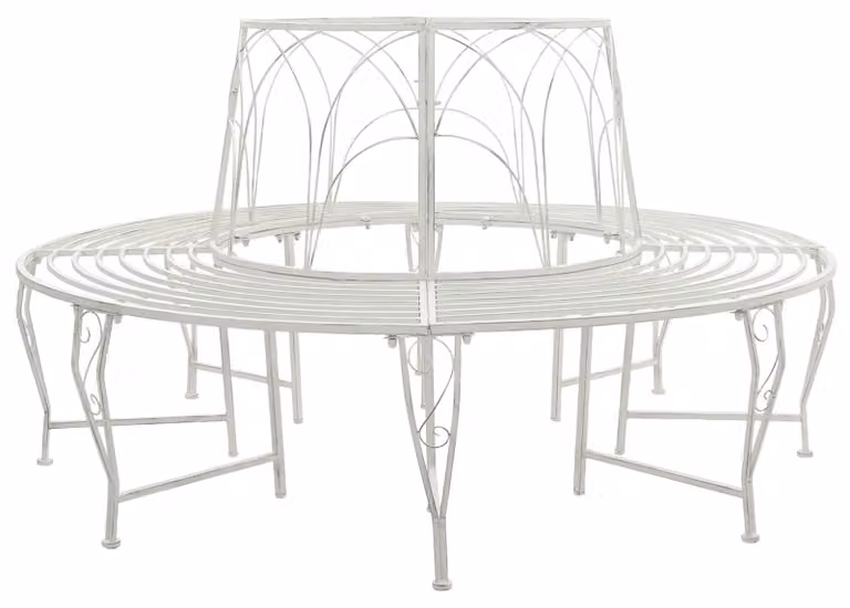 Panchina a forma di albero 8 posti Ø 160 x 89 cm Acciaio Bianco antico