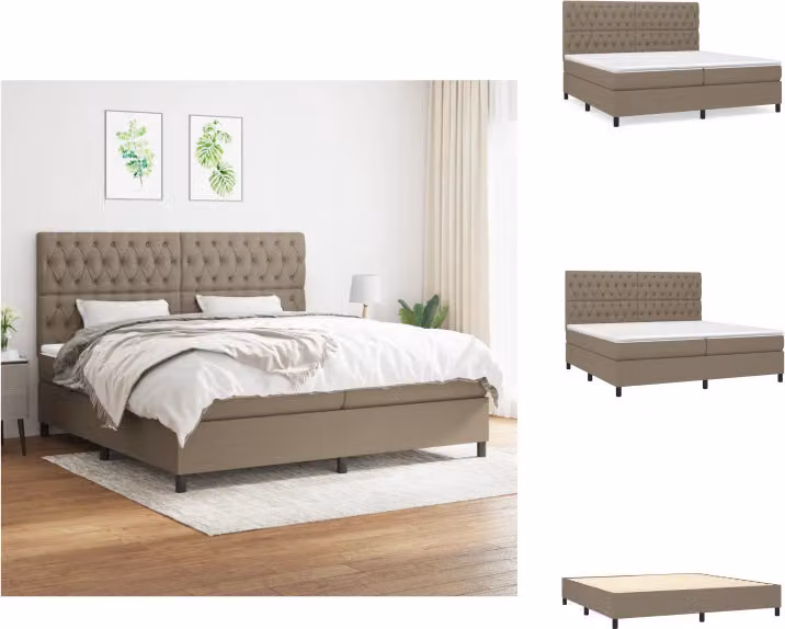 vidaXL Letto a molle con materasso Taupe 200x200 cm in tessuto - Letti e strutture letto