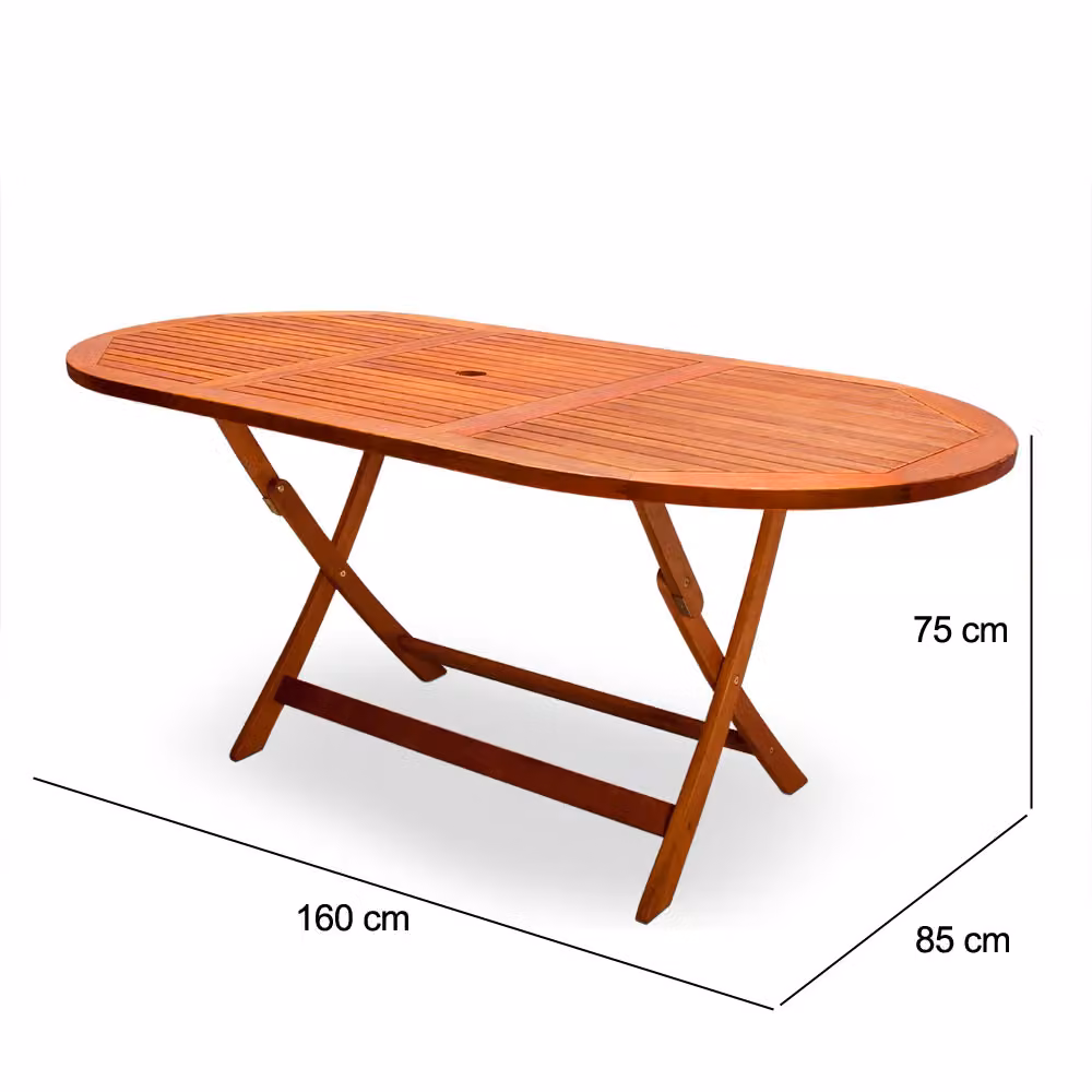 Tavolo da giardino rettangolare Casaria in legno di acacia marrone con piano pieghevole e struttura a X – 2