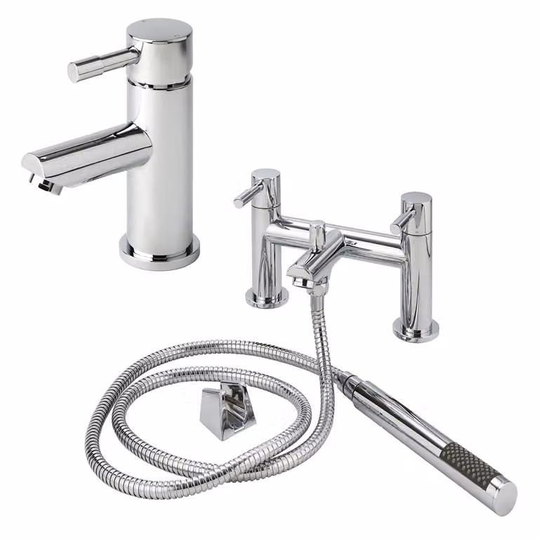 Set di Rubinetti Miscelatori per Lavabo e Vasca da Bagno con Kit Doccia - Cromato - Como