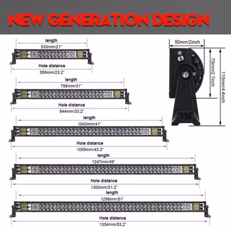 Barra luminosa a LED, dritta - 42 pollici - 820 watt - nera - illuminazione per fuoristrada e lampada da lavoro
