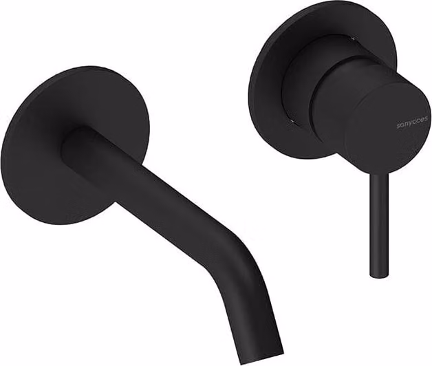 SANYCCES LOOP ColdOpen miscelatore da incasso per lavabo con sporgenza di 14 cm incl. corpo incasso, nero opaco