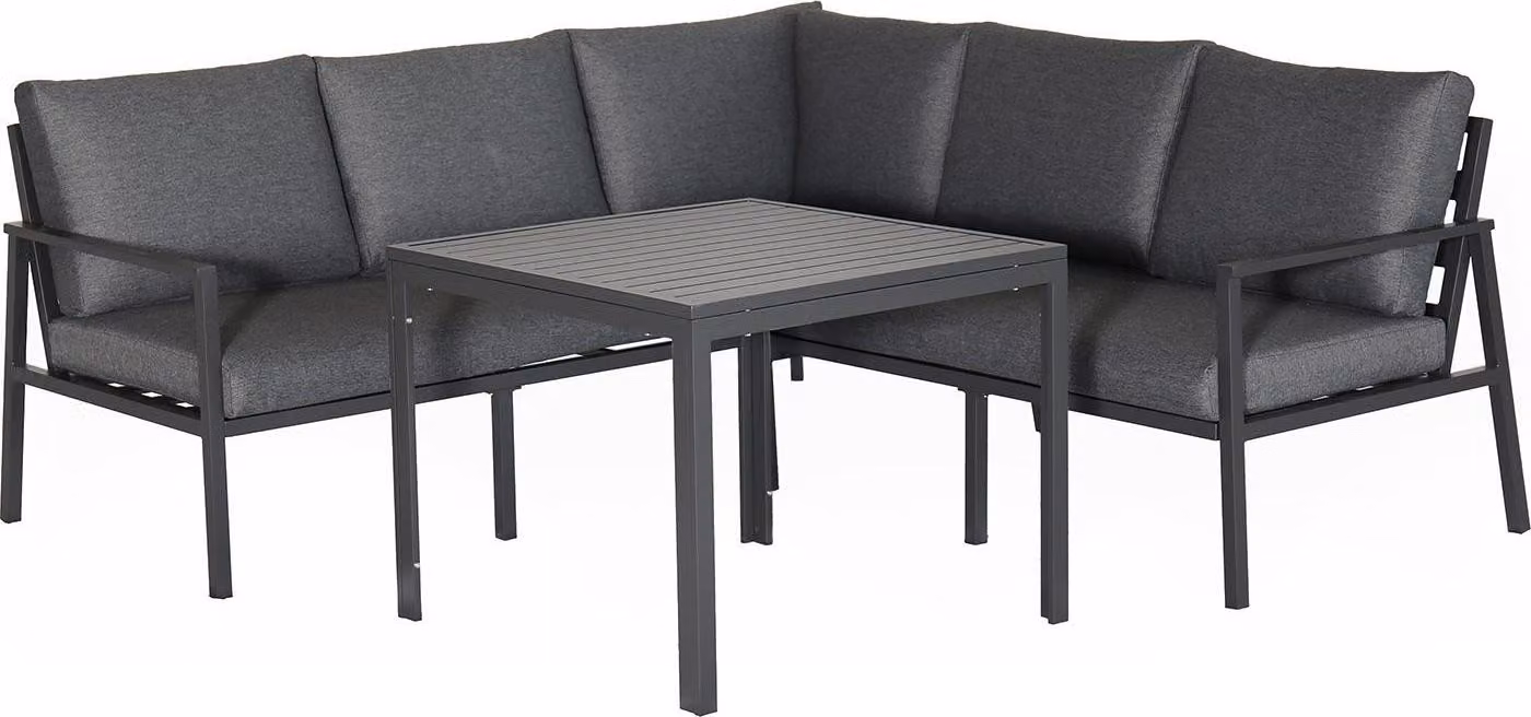 Set da giardino 2 pezzi - Grigio - Struttura in alluminio - Olefina - con cuscini