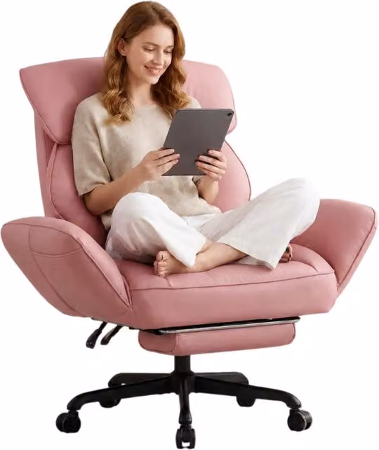Sedia da gaming ergonomica Alliance Living in ecopelle rosa con poggiapiedi e braccioli regolabili