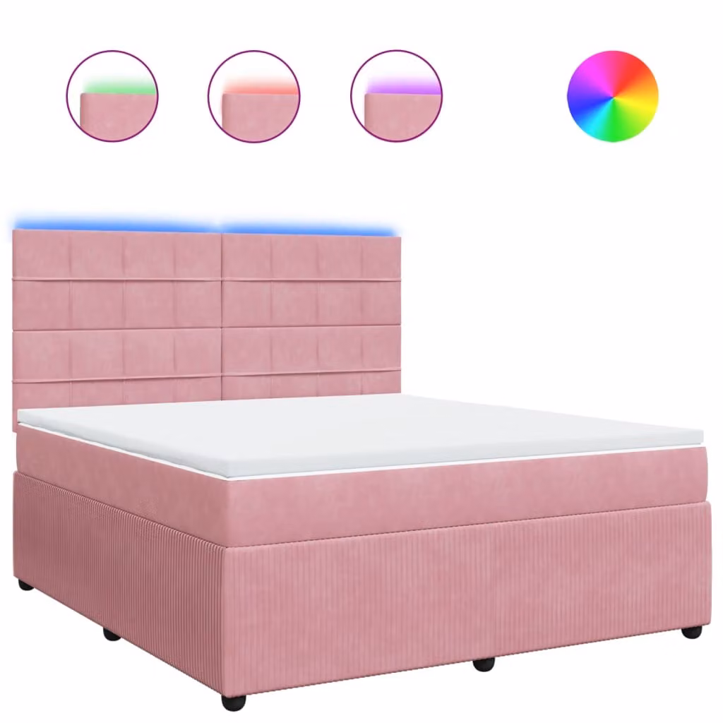 Giroletto a Molle con Materasso Rosa 180x200 cm in Velluto