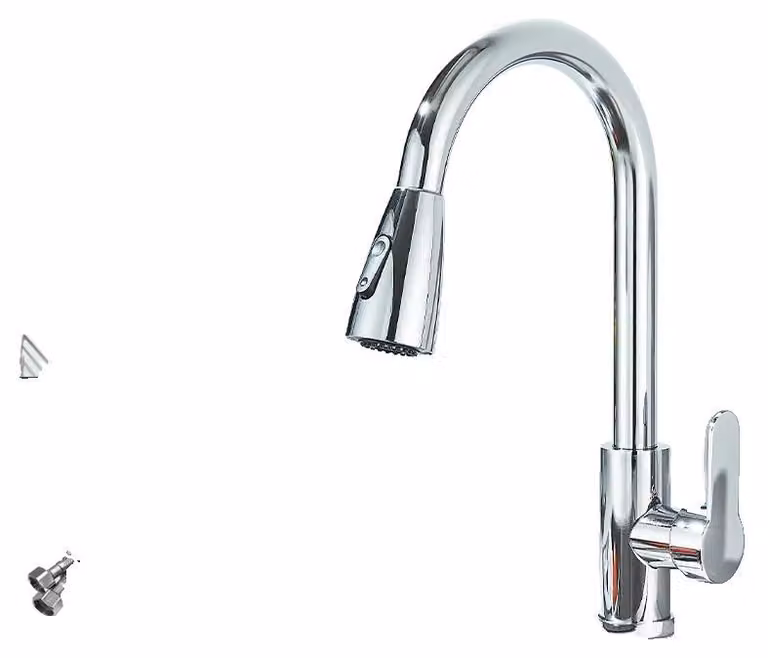Miscelatore da cucina, con doccetta estraibile, monocomando, cromato, finitura cromata