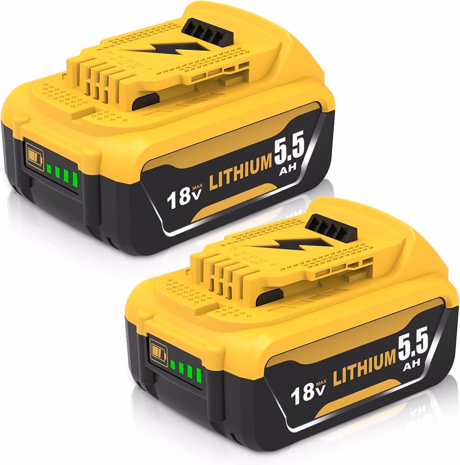 Confezione da 2 batterie di ricambio da 5,5 Ah e 18 V per Dewalt, con indicatore LED