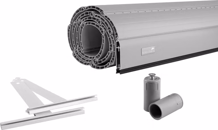 Set di tende avvolgibili Schellenberg PVC Maxi per alberi tubolari in acciaio da 60 mm, incl. molle di sospensione per tapparelle, barra terminale in alluminio e fermo per tapparelle, accorciabile individualmente, 70 x 90 cm, grigio, 39003