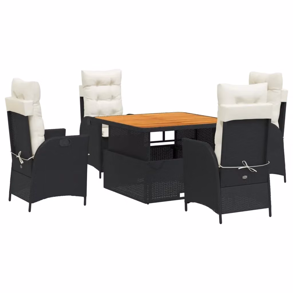 Set da Pranzo da Giardino vidaXL in Legno di Acacia Oliato e Polyrattan 5 pz – 2