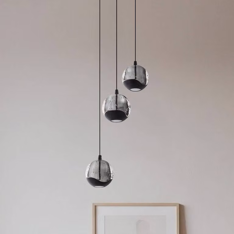 Lampada a sospensione in vetro Hayley Lucande, Chiaro / Trasparente, Soggiorno / Sala da pranzo, Vetro, Moderno, Lampada a sospensione