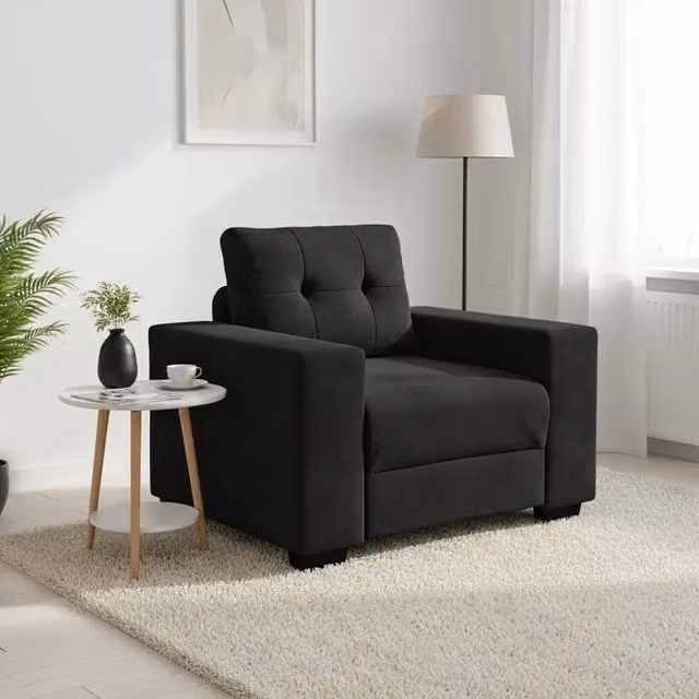 Divano Sedia Nero 100x78x80 cm Velluto 4105103