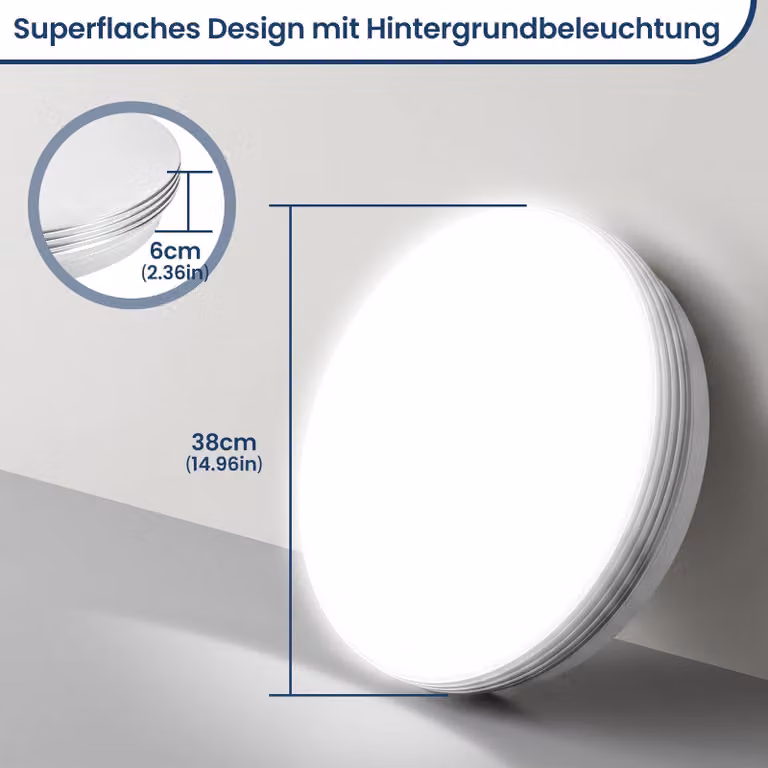 Pannello LED rotondo per soffitto - 36 W, confezione da 2 - Montaggio a soffitto - Luce bianca fredda - Bordo argentato - Materiali: ferro e acrilico - 220 V