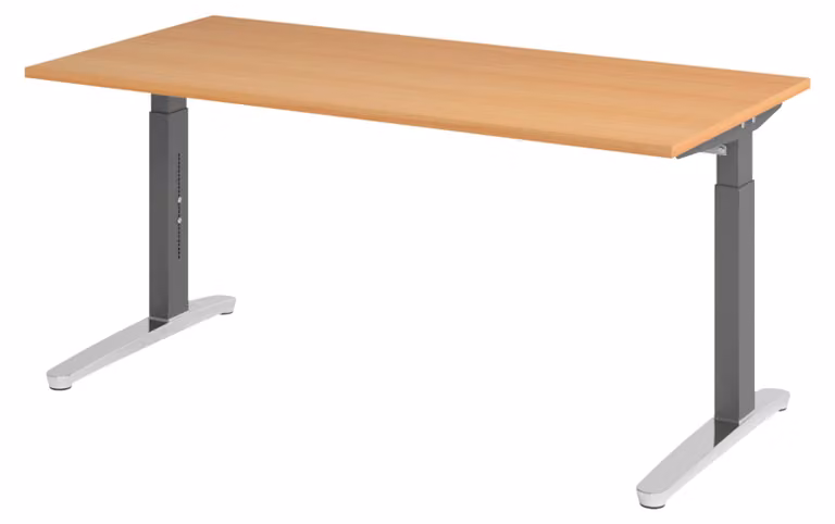 Scrivania bümö serie XB - Decorazione: faggio, dimensioni: 160 x 80 cm, struttura: grafite/alluminio lucido