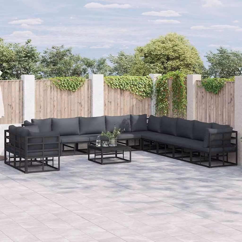 Maison Exclusive - Set di divani da giardino, 12 pezzi, colore nero, in alluminio