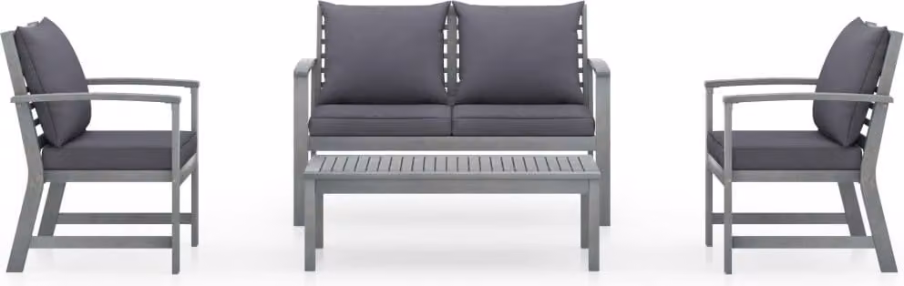 Set Divani da Giardino 4 pz con Cuscini in Massello di Acacia