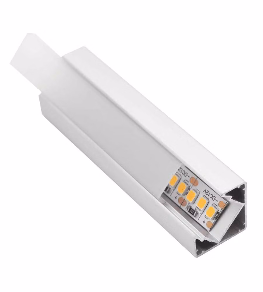 Profilo Angolare Alluminio LED 2m Cover Opale per Illuminazione Angoli