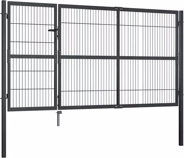 Cancello da Giardino con Pali in Acciaio 350x140 cm Antracite 144401