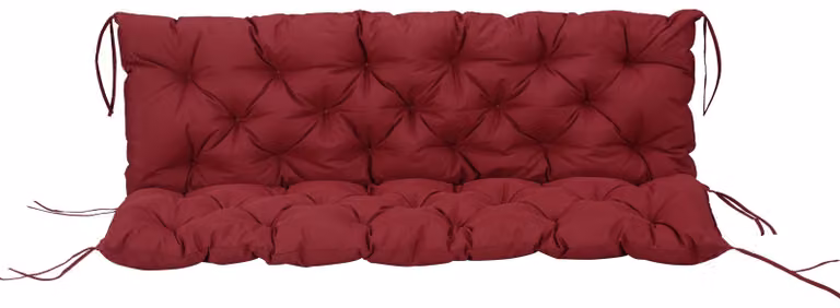 Cuscino per divano Moonbite, modello da 3 posti, dimensioni 150x98x8 cm, con cuscino per seduta, schienale imbottito e 6 lacci, imbottitura in schiuma, adatto per panche da giardino e davanzali, realizzato in poliestere, colore rosso