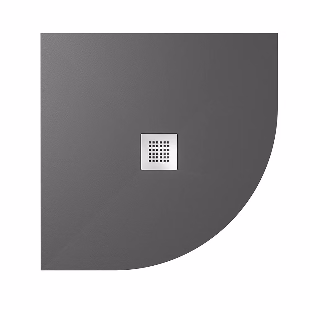Piatto doccia semicircolare Kos in marmoresina nero effetto pietra L: 80 cm, P: 80 cm – 2