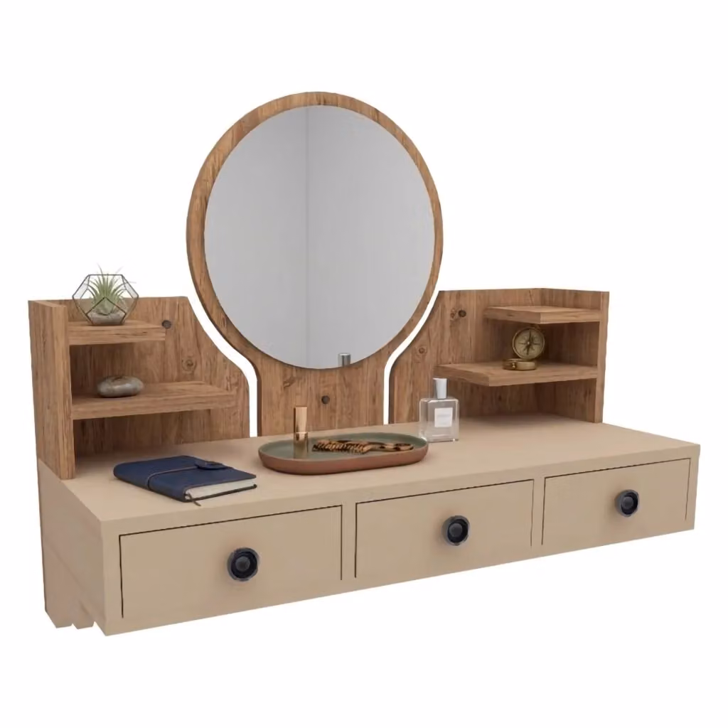Toeletta con specchio DMORA in legno Rovere Nodi Marrone L: 90 cm, P: 37 cm, H: 75 cm – 2