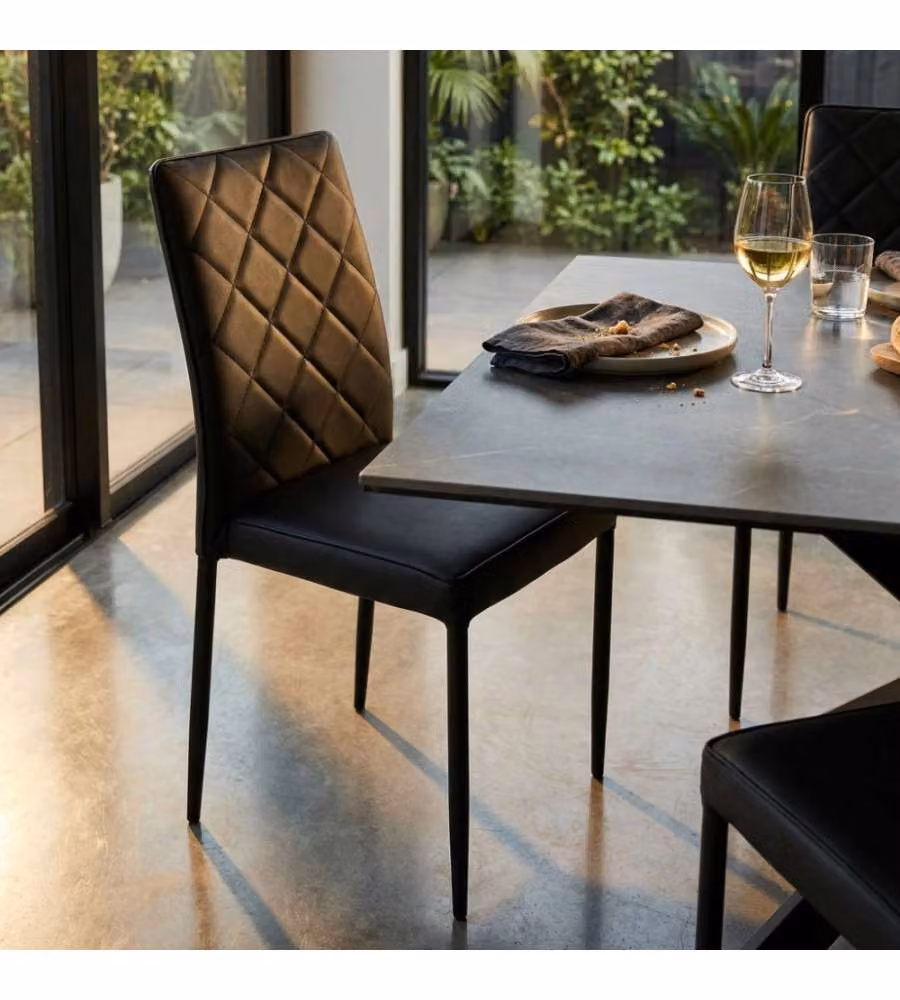 Cosma Sedia Blossom Ecopelle Nero 41x50x91 cm Senza Braccioli
