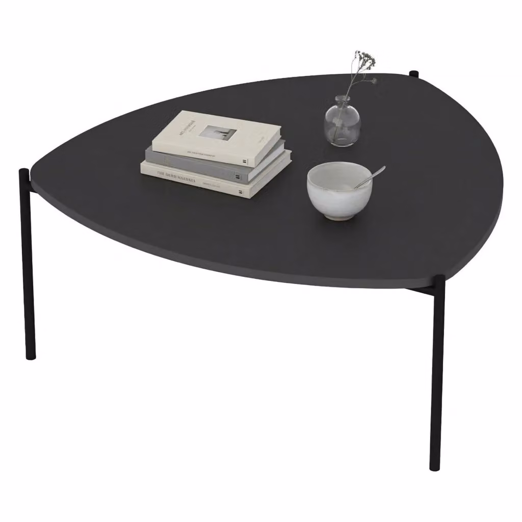 Tavolino da salotto DMORA moderno in MDF laminato nero antracite L: 89 cm, P: 40 cm, H: 11,4 cm – 2