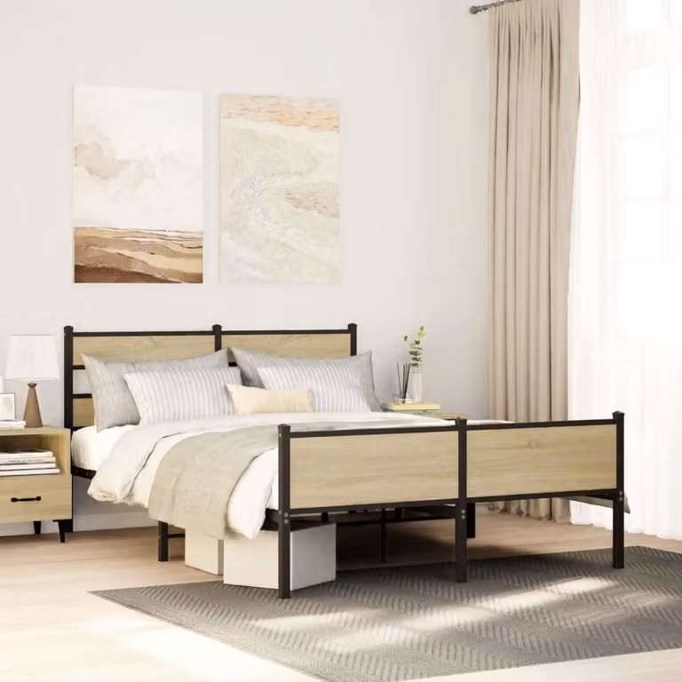 Giroletto in metallo e MDF vidaXL colore Rovere Sonoma, L/P: 160 x 200 cm
