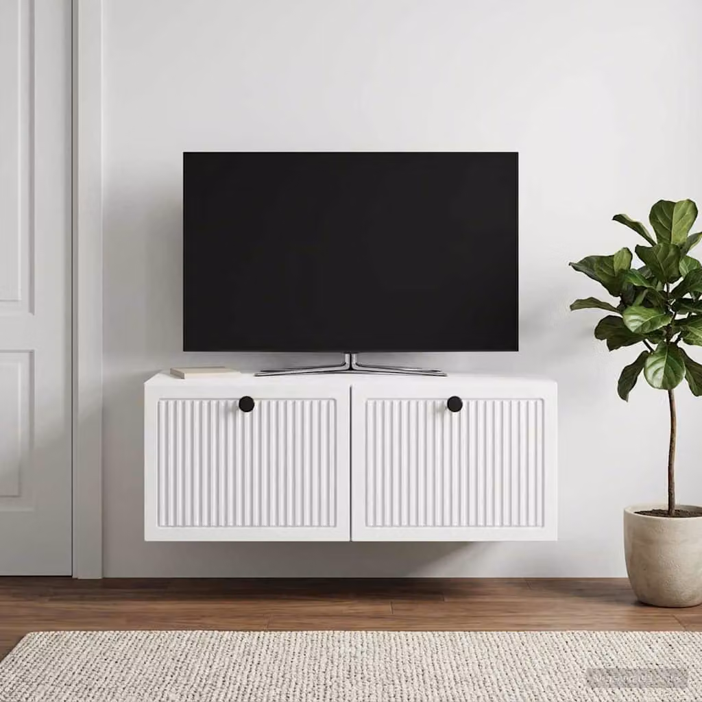 vidaXL Mobile Porta TV da Muro Bianco Moderno in MDF L: 78,5 cm, P: 41 cm, H: 30 cm