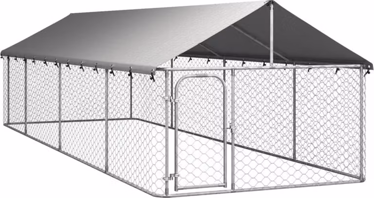 The Living Store Outdoor-Hundezwinger mit Dach 600x200x150 cm
