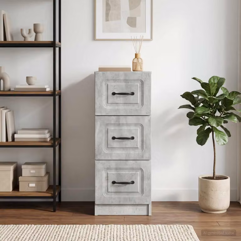Carrello mobile con cassetti vidaXL in grigio cemento L 33 cm, P 34,5 cm, H 87 cm