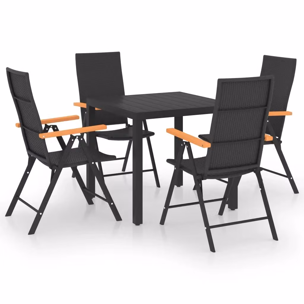 vidaXL Set da Pranzo da Giardino 5 Pezzi in Polyrattan Nero e Marrone – 2