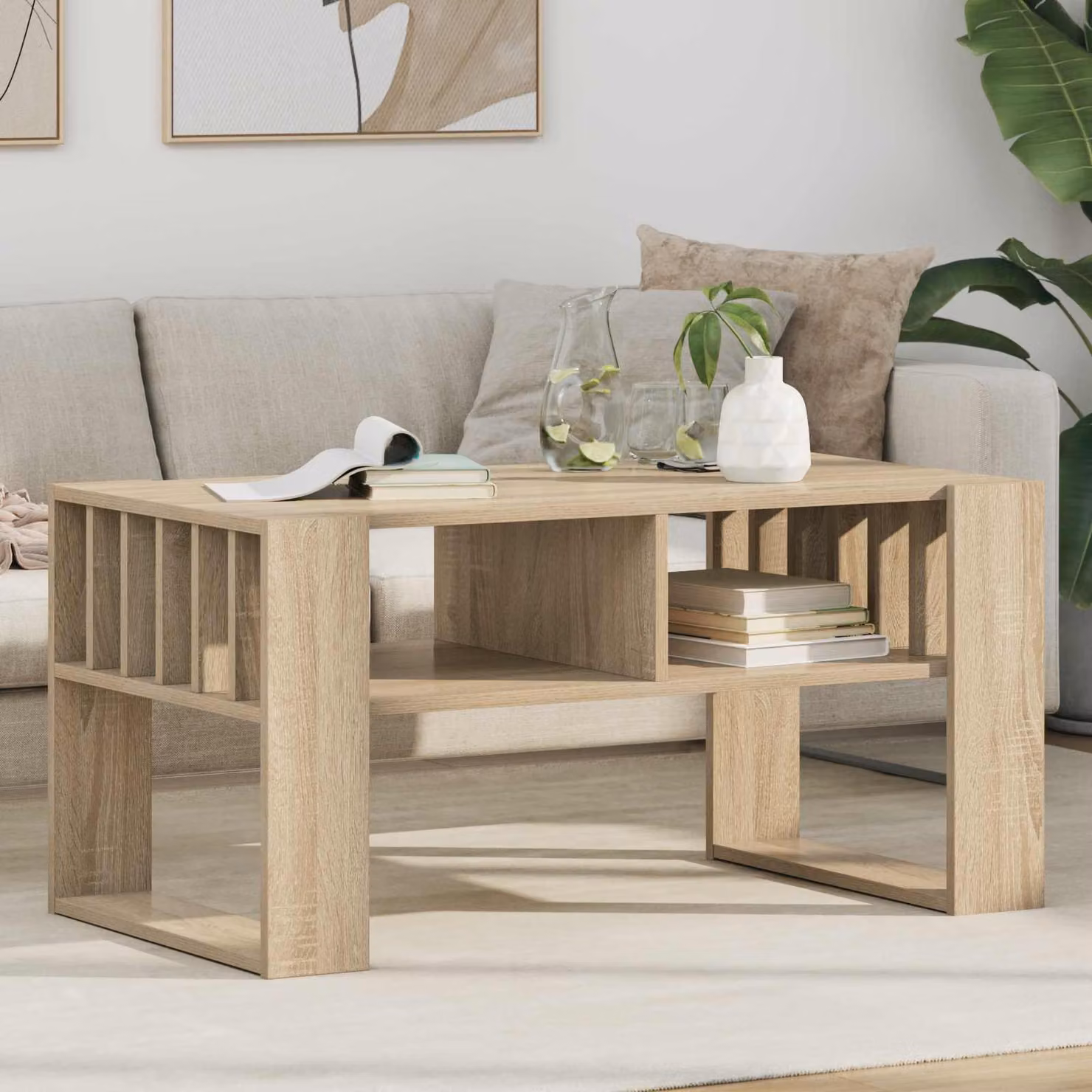 Maison Exclusive - Tavolino Sonoma in rovere 92 x 49,5 x 45 cm Materiale ligneo