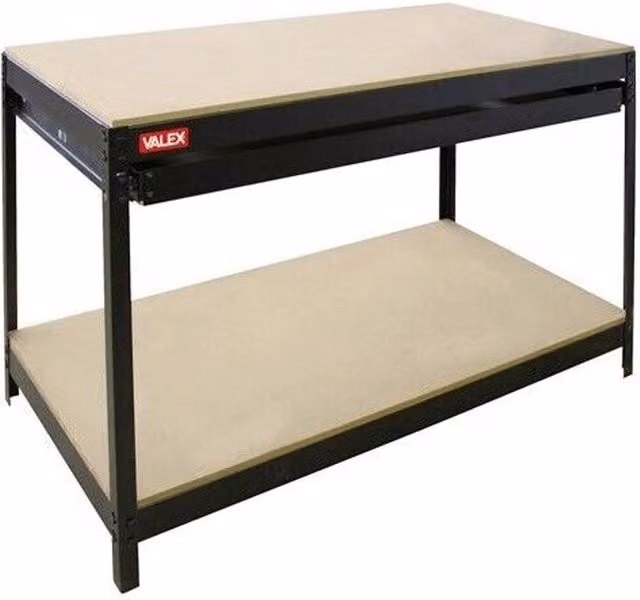 Banco da lavoro per officina con cassetto per utensili Valex colore nero L: 120 cm, P: 60 cm, H: 93 cm – 1