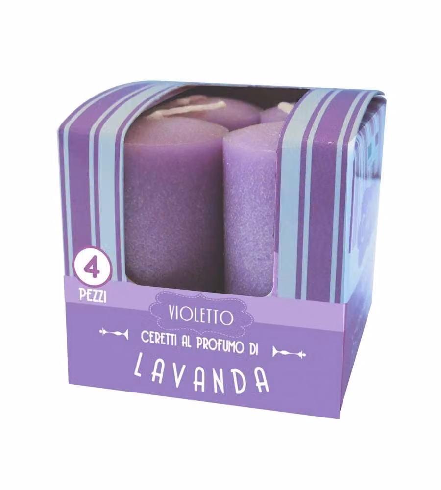 CERERIA DI GIORGIO Set 4 Candele Profumate Lavanda Viola 3x5.5 cm
