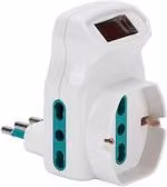 Adattatore con interruttore a 3 prese 2P+T 10/16A Fanton Bianco