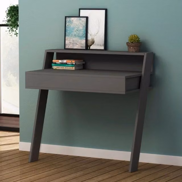 Scrivania da parete Cowork EFFEZETA antracite con cassetto L: 94 cm, P: 50 cm, H: 21,8 cm