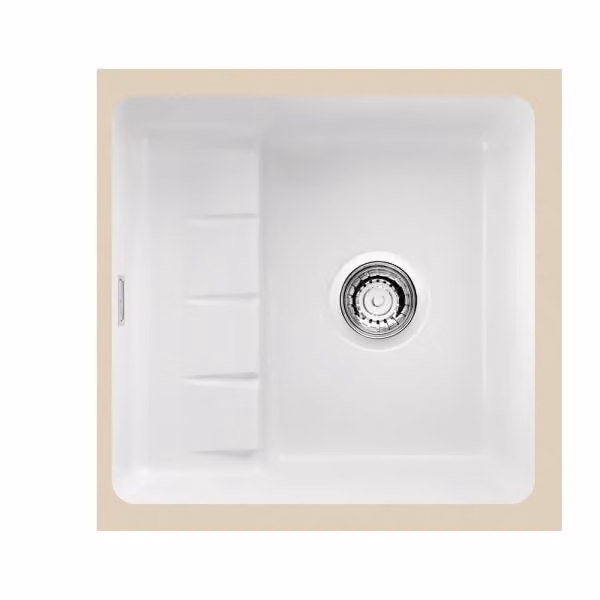 NABER 1091025 Lavello sottopiano PickUP U con miscelatore premium girevole, a partire da 600 mm di larghezza del mobile, Vetroceramica, bianco opaco