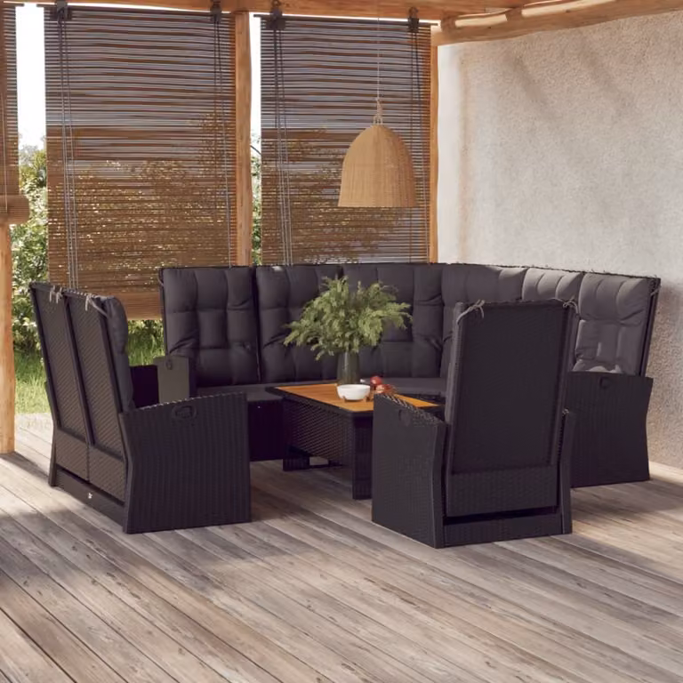 Maison Exclusive - Set da giardino 4 pezzi con cuscini in polyrattan nero