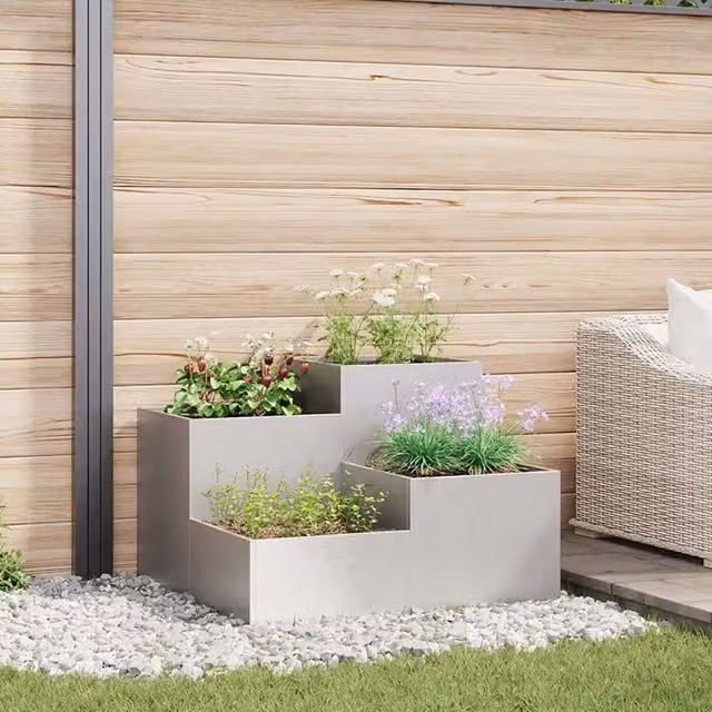 Vaso da giardino Argento 80 x 80 x 60 cm Acciaio inossidabile 865859