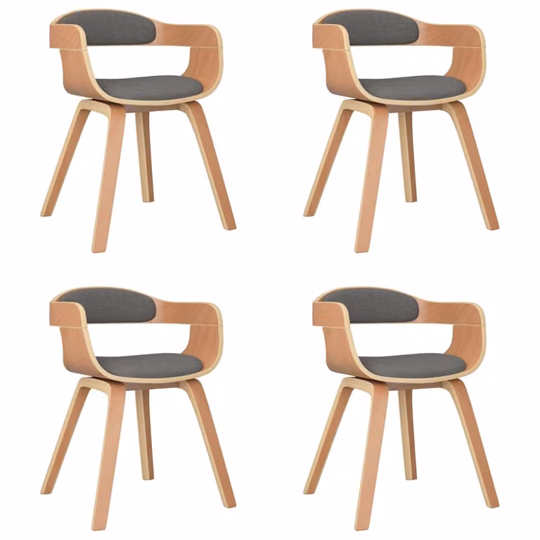 vidaXL Sedie da pranzo 4 pz. Legno curvo e tessuto grigio chiaro