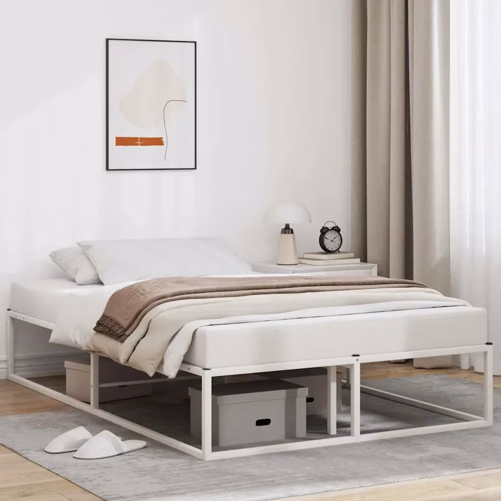Letto matrimoniale in metallo bianco con struttura rigida e doghe fisse L/P/H: 200 x 120 x 32,5 cm – 2
