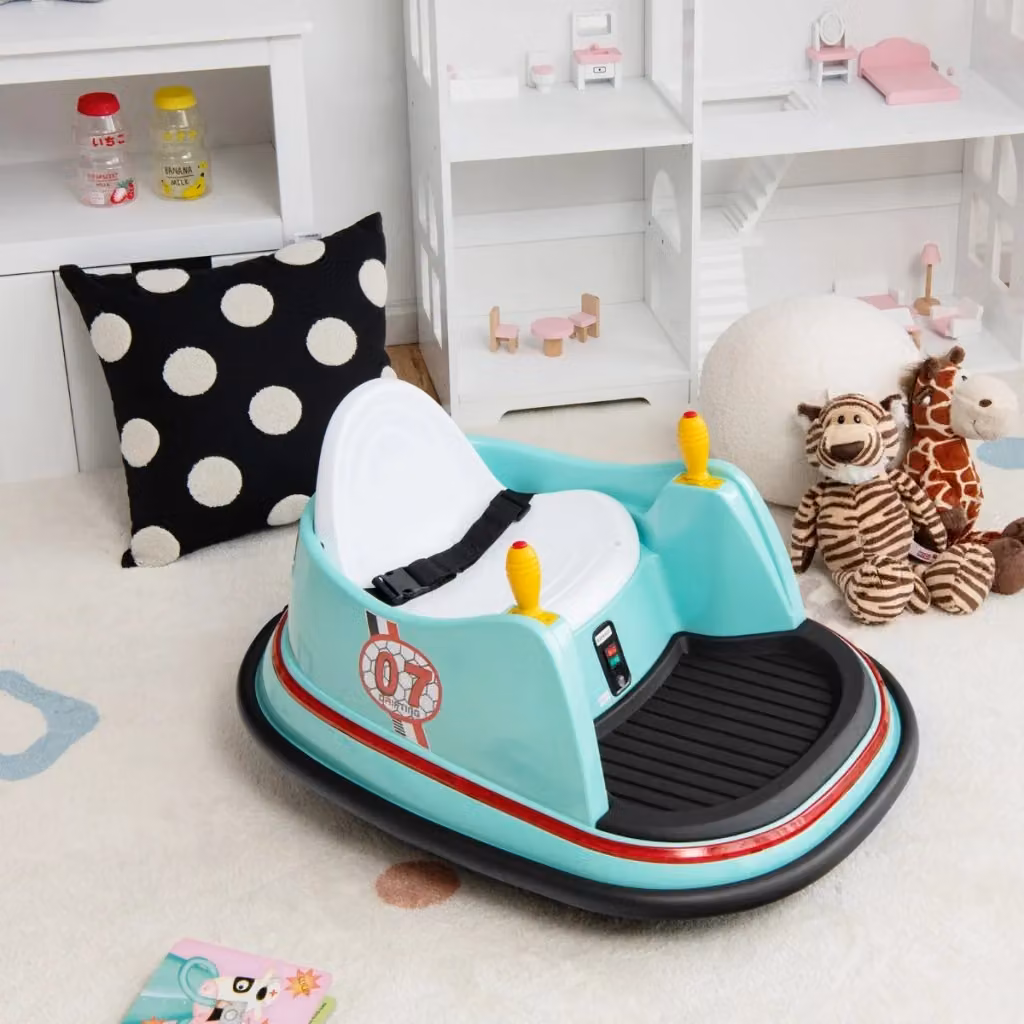Macchina elettrica autoscontri Design Mania per bambini con luci e musica, colore verde turchese con batteria ricaricabile – 2