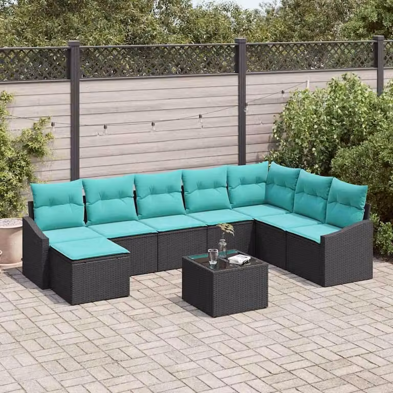Maison Exclusive - Set di divani da esterno, 9 pezzi, colore nero [Materiale sintetico]: rattan sintetico