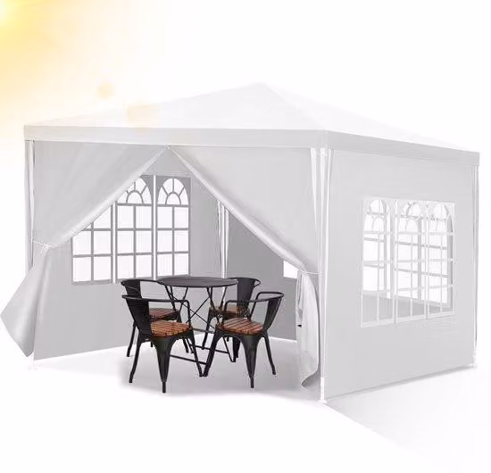 Tende da giardino con pareti laterali - 3x3 - Impermeabili - Bianco