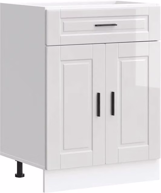 Base da cucina Design In Porto Bianco Lucido in legno multistrato con ante a battente e cassetti L/P/H: 46.0 x 60.0 x 81.5 cm