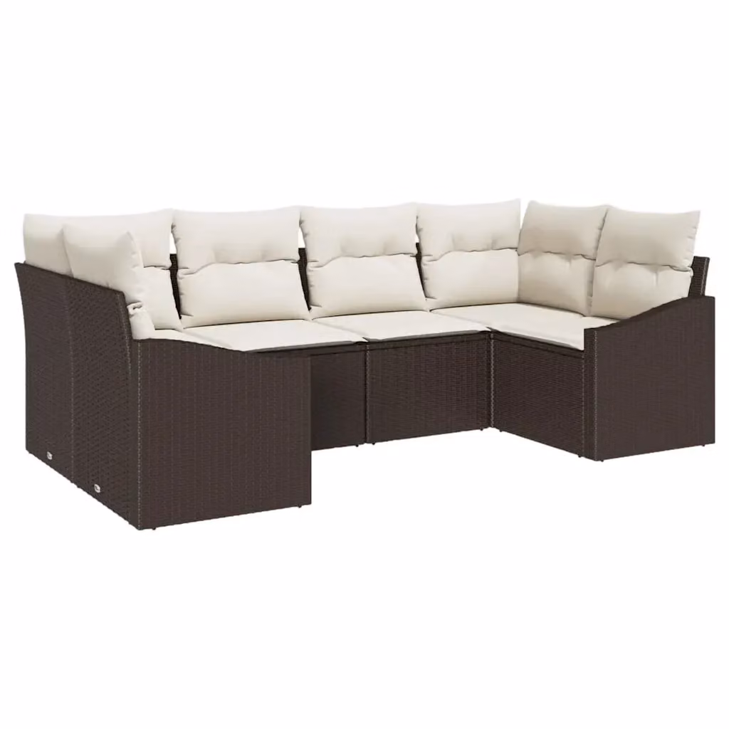 Set Divano da Giardino Moderno vidaXL in Polyrattan Marrone e Beige con Cuscini e Coperture Rimovibili – 2