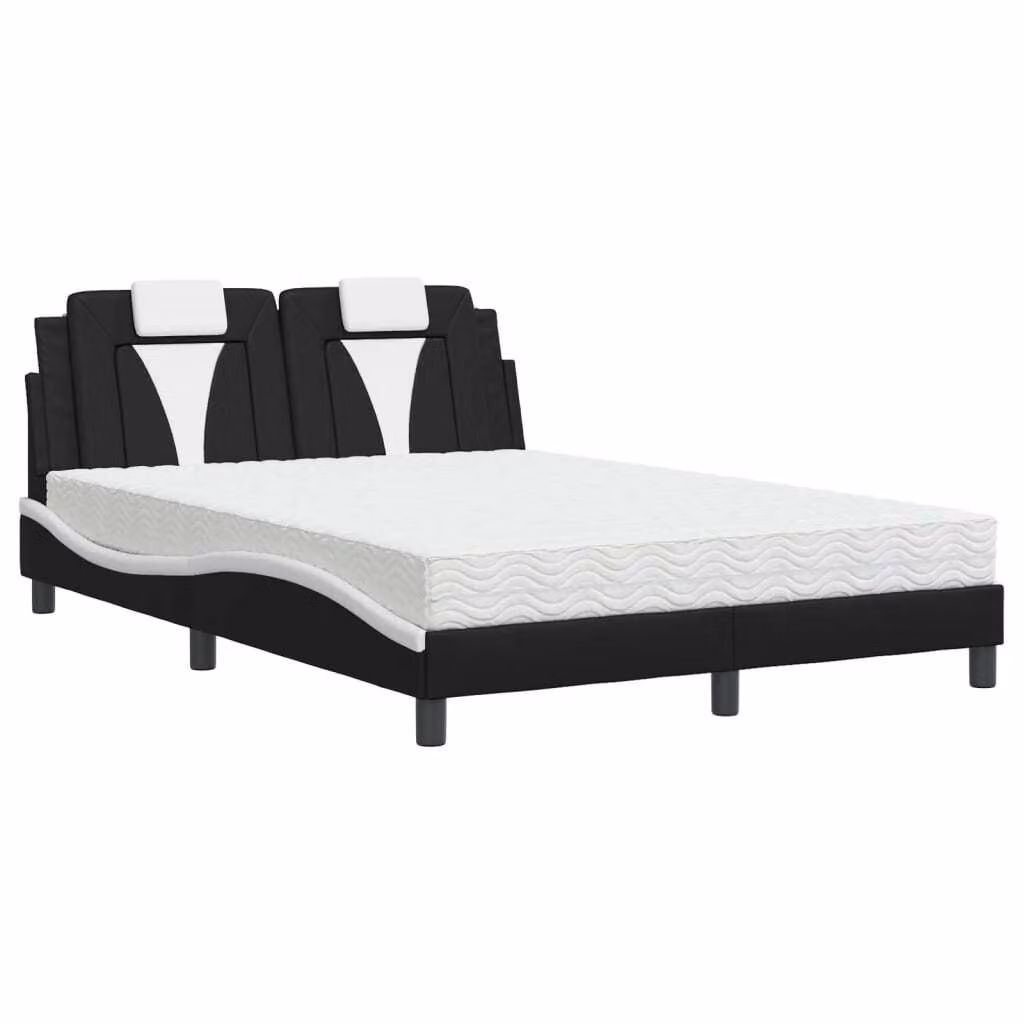 Letto Viana con Materasso Nero e Bianco 140x200 cm in Pelle finta
